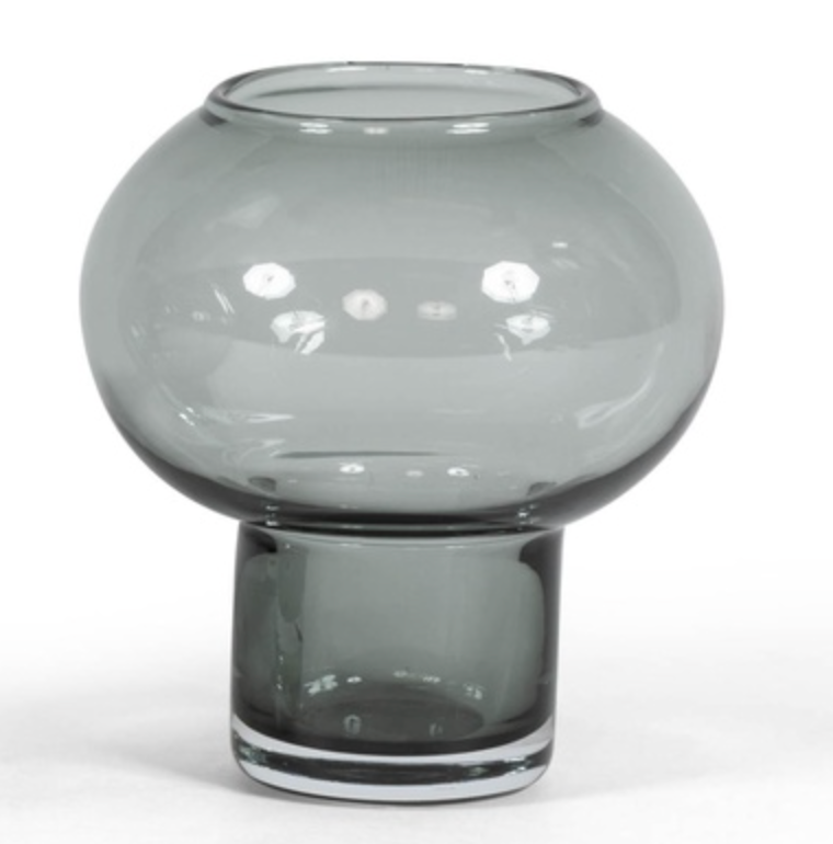 VELA EN SOPORTE DE VIDRIO AHUMADO Ø12 x 13 cm