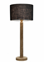 Lámpara de mesa natural con pantalla de yute negro
