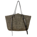Bolso XXL de rafia artesanal con asas de piel negro