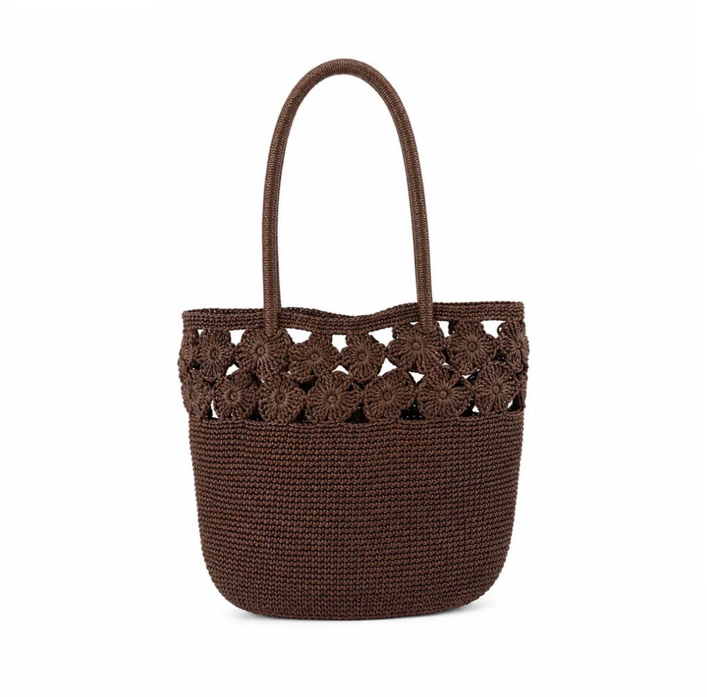Bolso Shopper de Rafia con Flores