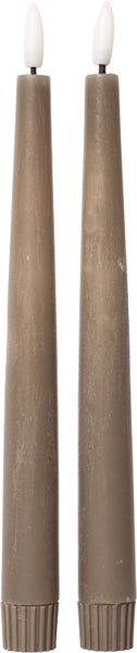 VELA CÓNICA LED, RÚSTICA, COLOR LATTE 22xØ2,2cm
