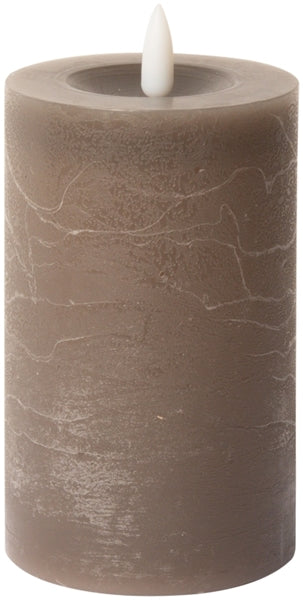 VELA LED CILÍNDRICA, RÚSTICA, COLOR LATTE 12,5xØ7,5cm