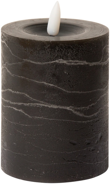VELA LED CILÍNDRICA, RÚSTICA, COLOR CARBÓN 10xØ7,5cm