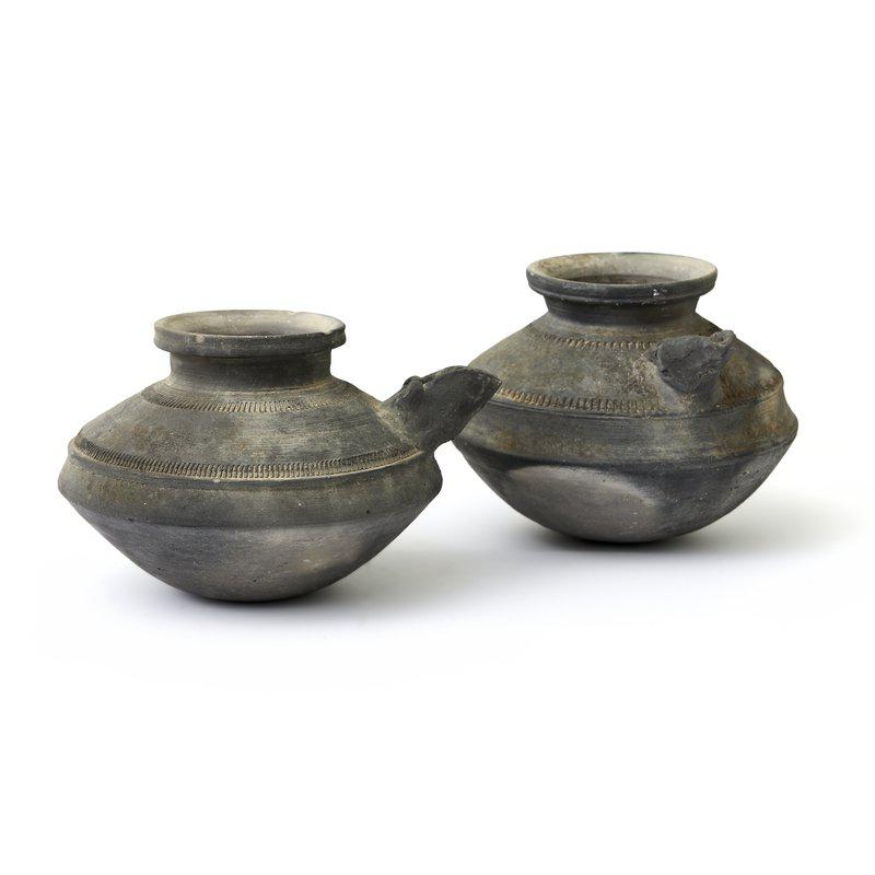 Jarrón vintage barro gris