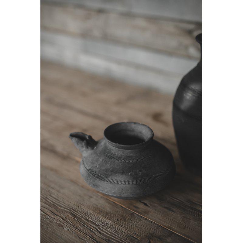 Jarrón vintage barro gris