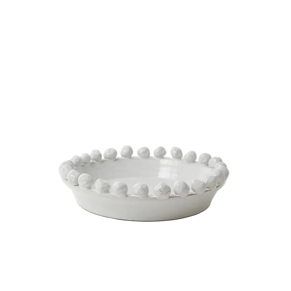 Cuenco blanco con borde de esferas
