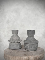 Portavelas de piedra gris lavado