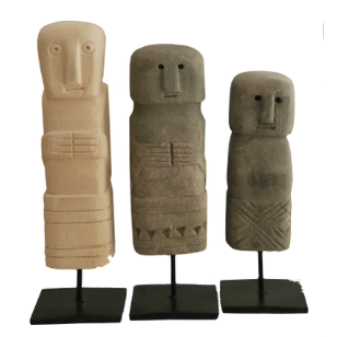 Set 3 statuette en pierre Timor