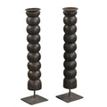 Candelabro vintage de madera marrón | M
