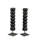 Candelabro vintage de madera marrón | S