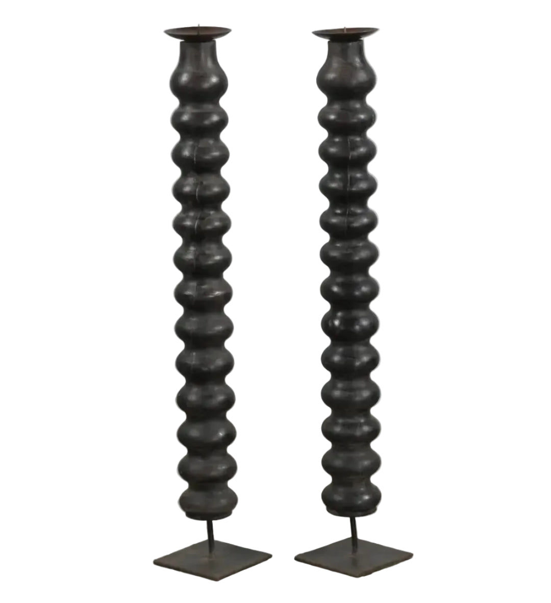 Candelabro vintage de madera marrón | L