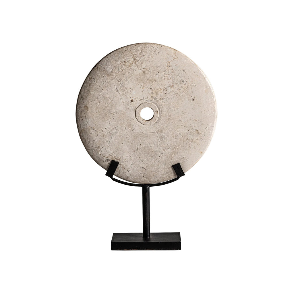 Figura decorativa en mármol crema y hierro negro