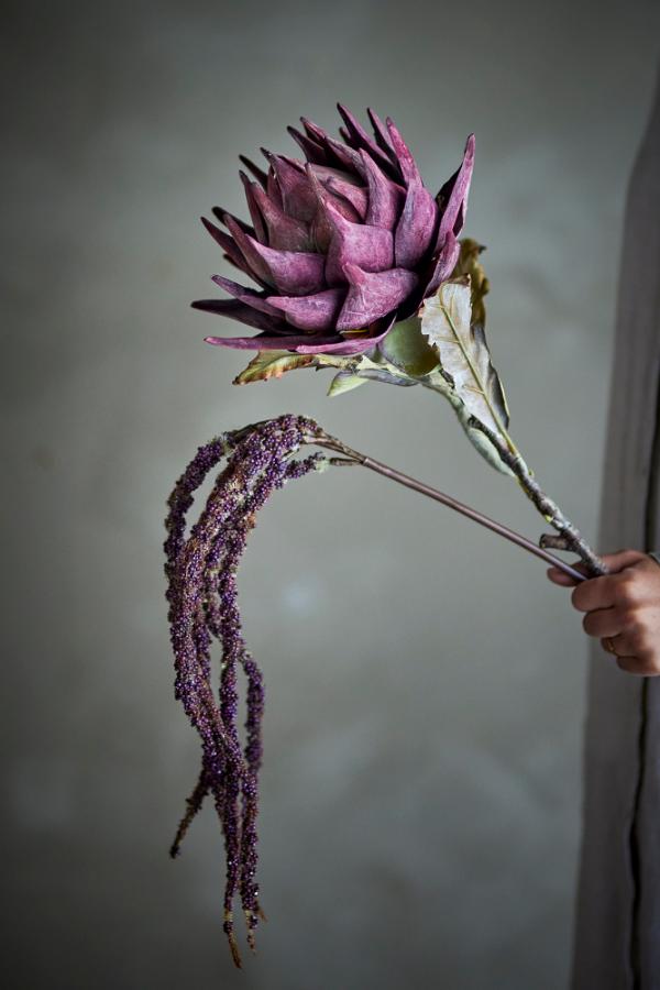 Tallo de protea, morado, flores artificiales 20 x 76 cm BLO