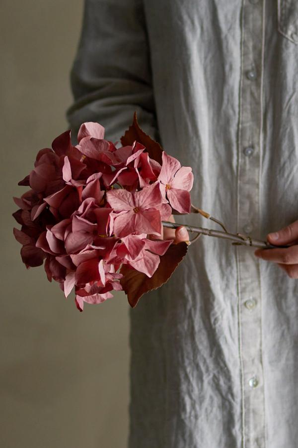 Tallo de hortensia, rosa, flores artificiales 20 cm de diámetro x 65 cm de alto BLO