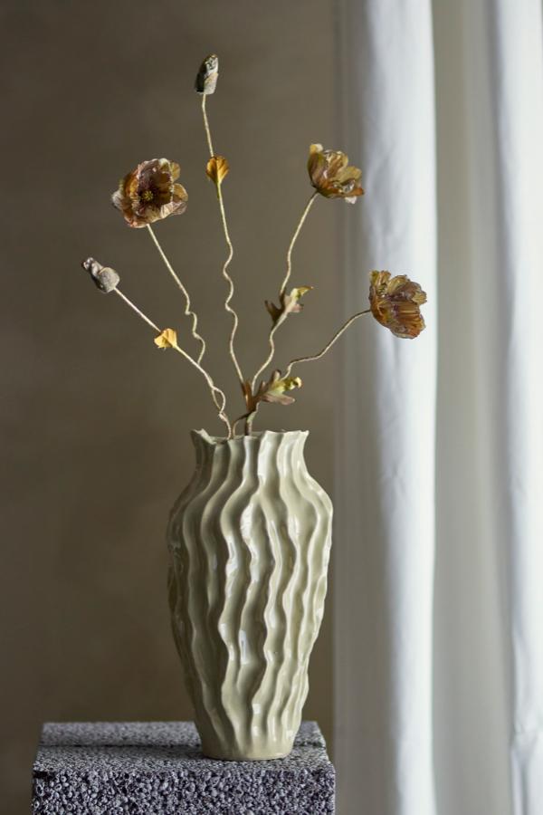 Tallo de amapola, marrón, flores artificiales 16 x 104 cm (diámetro x altura) BLO