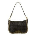 Bolso de hombro "Sofia" en piel de vacuno teñida en prenda con detalles tejidos y remaches.