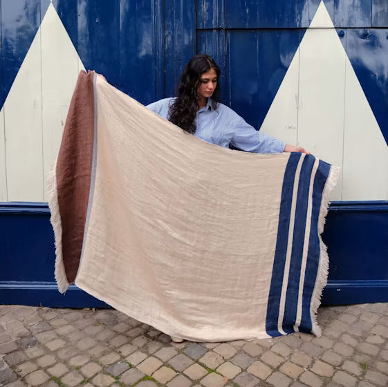 Marina Stripe Pièce de lin 120x240 cm indigo
