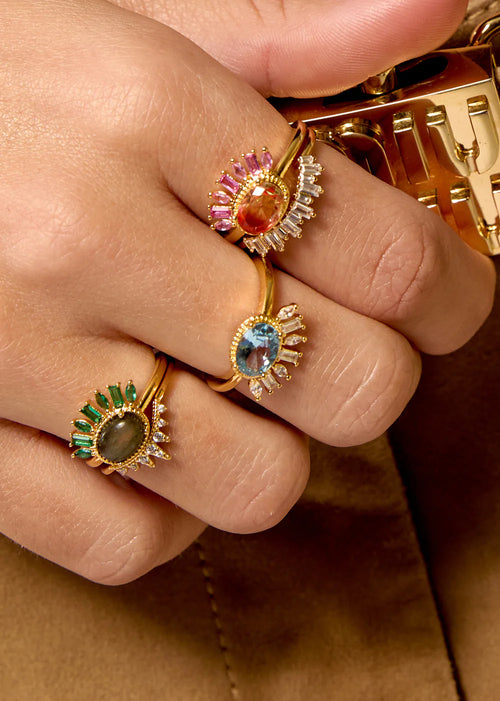 Anillo Blue Lady de oro
