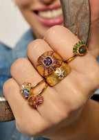 Anillo Lady de labradorita de oro