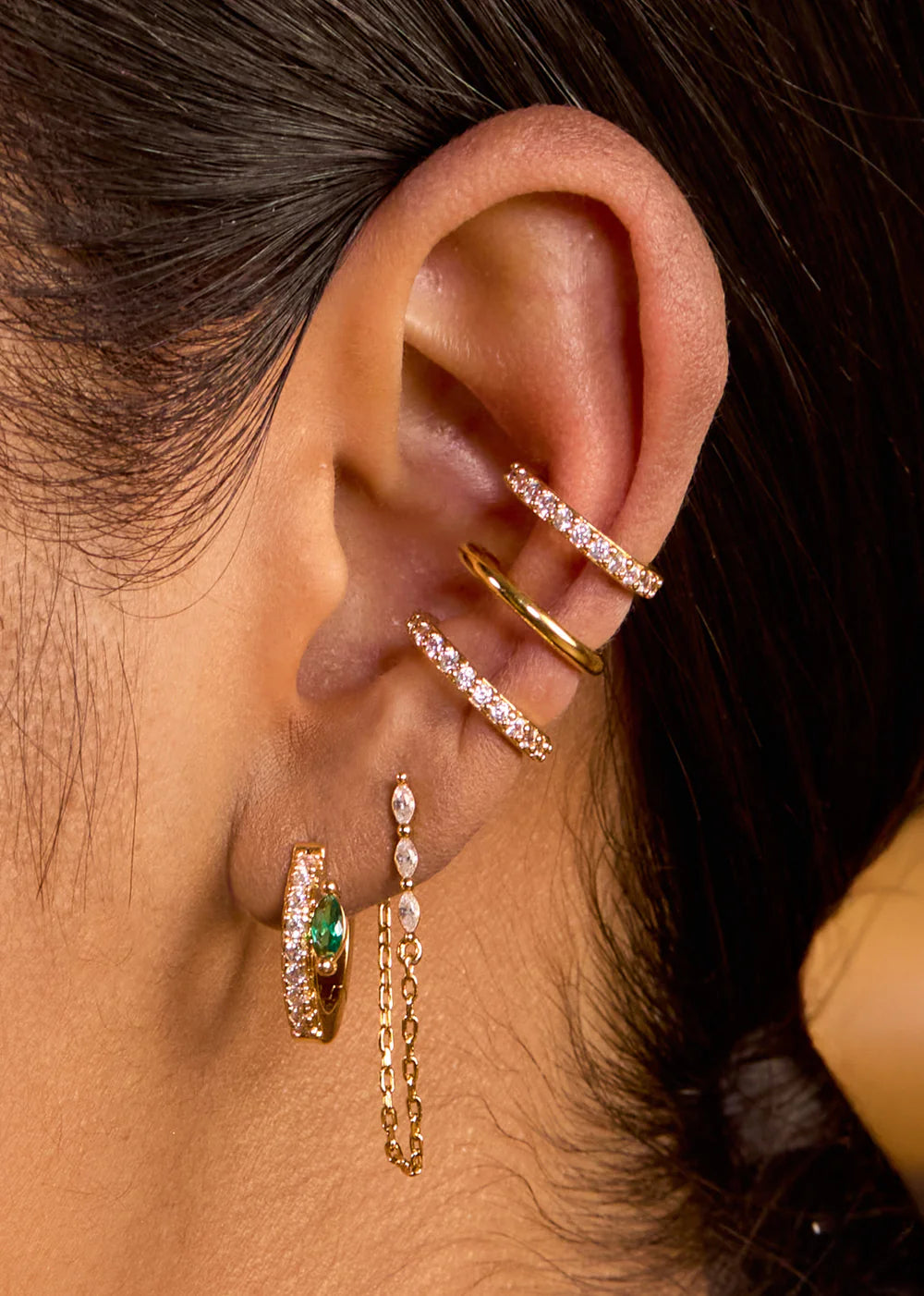 Pendientes Green Precious Dehli de oro