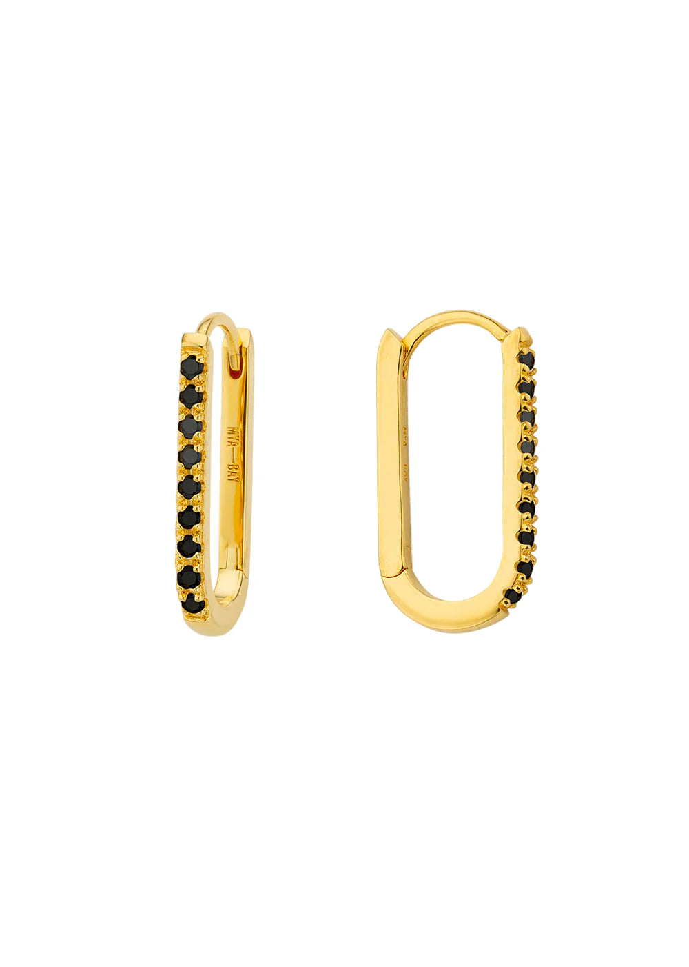 Pendientes Black Shiny Jazzy de oro