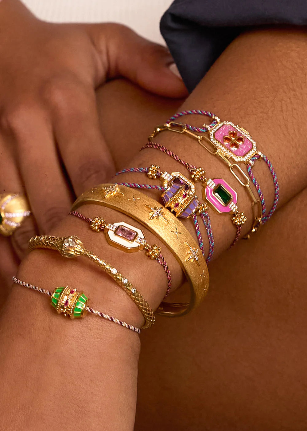 Pulsera Fuchsia Clover Bohème de oro