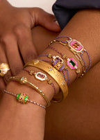Pulsera Fuchsia Clover Bohème de oro