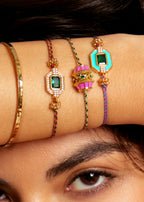 Pulsera Green Shiny Art Deco de oro