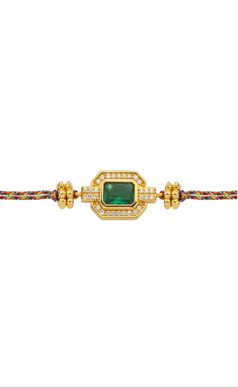 Pulsera Green Shiny Art Deco de oro