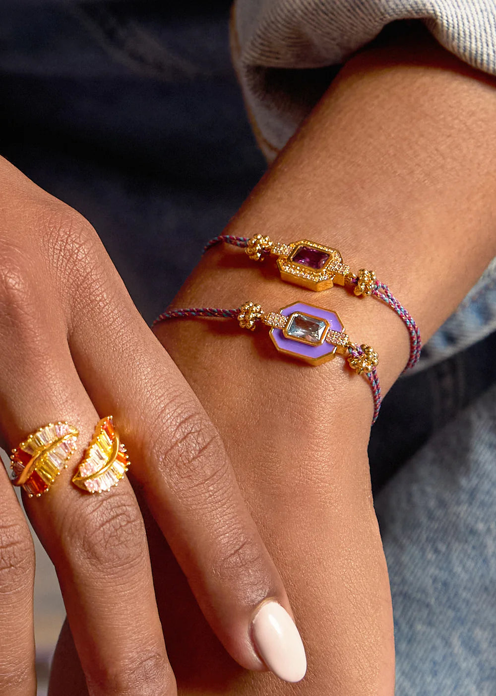 Pulsera Shiny Art Deco Amethyst de oro