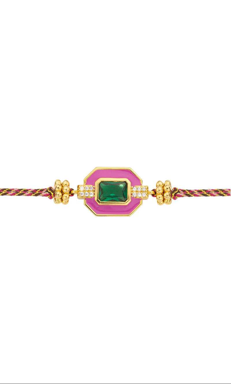 Pulsera Fuchsia Art Deco de oro