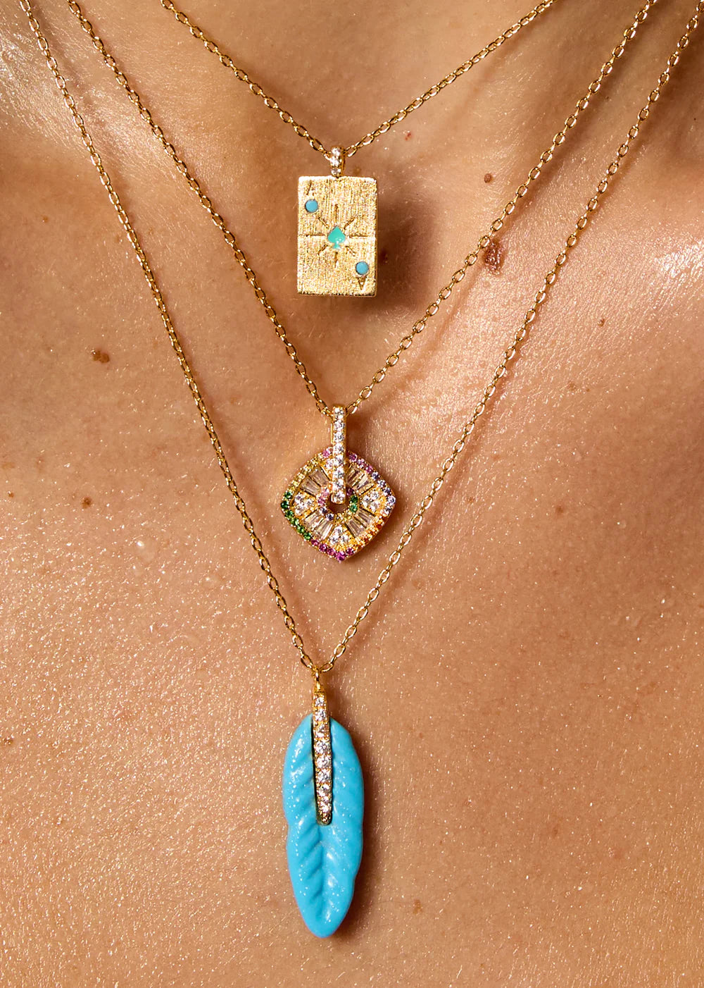 Collar Turquoise Plume de oro