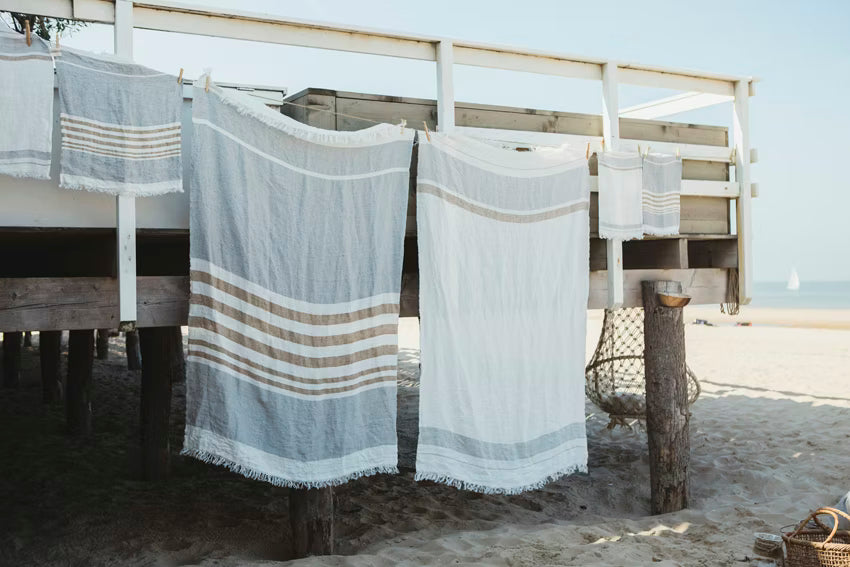 The Belgian Towel Fouta Oyster stripe | 110 x 180 cm