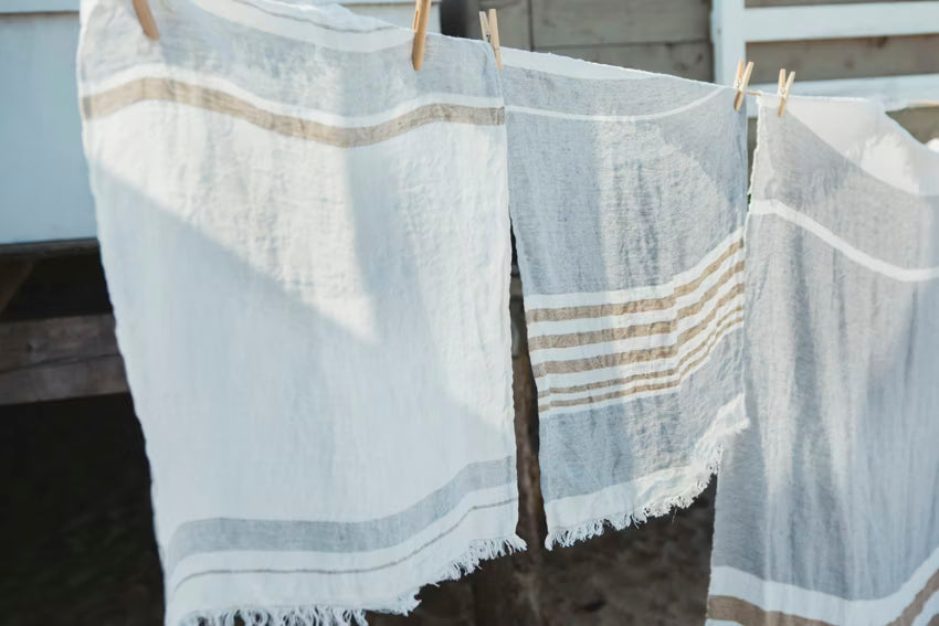 The Belgian Towel Fouta Oyster stripe | 110 x 180 cm