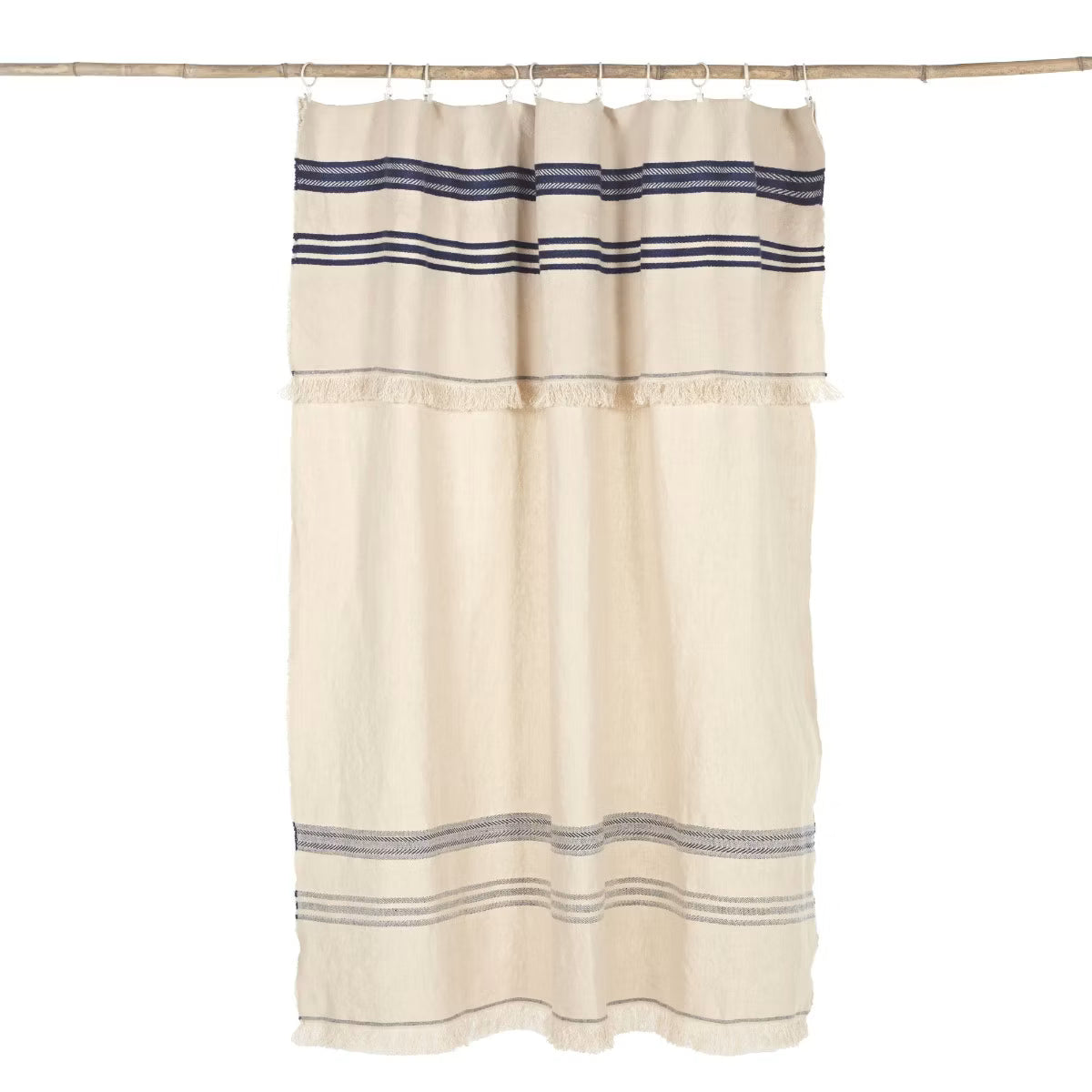 INDIGO STRIPE PIECE DE LIN 140X230 CM